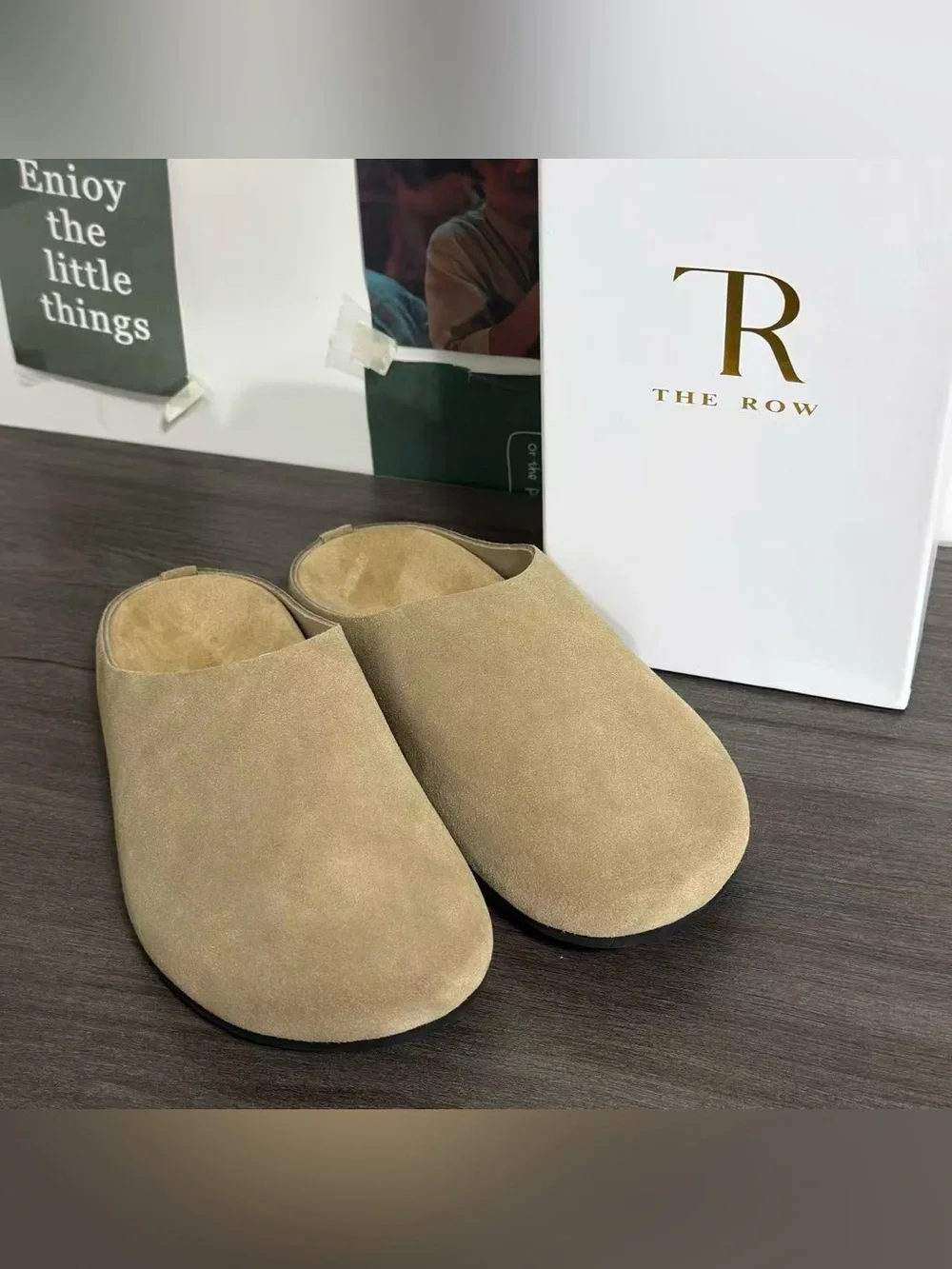 The Row Men's Suede Slip-On Mules in Taupe